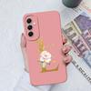 Phone Case For Samsung Galaxy A34 A33 A32 Elegant Rose Letter Soft Liquid Silicone Sqare Back Cover For Samsung A 34 33 32 Shell