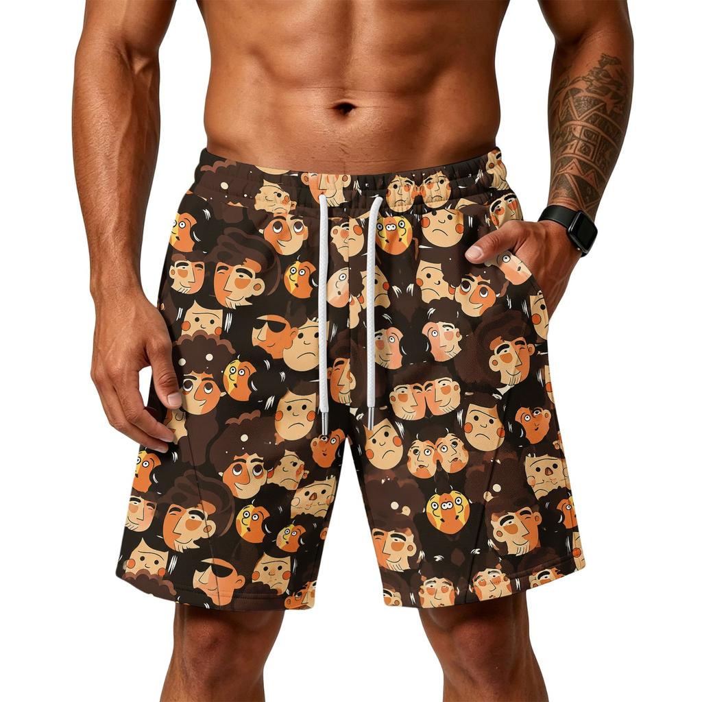 Mens Loose Fit Layer Shorts with Pockets Drawstring Waist Athletic Training Workout Gym Beach Shorts for Everyday Wear