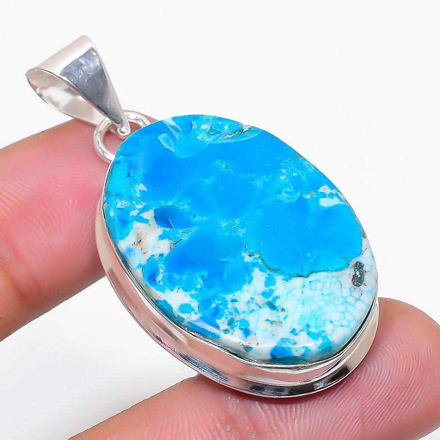 Натуральный тибетский бирюзовый камень Подвеска из стерлингового серебра 925 пробы 1,97  AP-14192