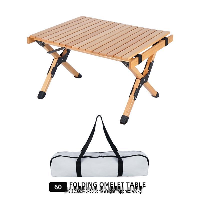 NOBANA Outdoor Solid Wood Roll-Up Folding Camping Table - Portable Picnic/Table for Self-Driving Camps