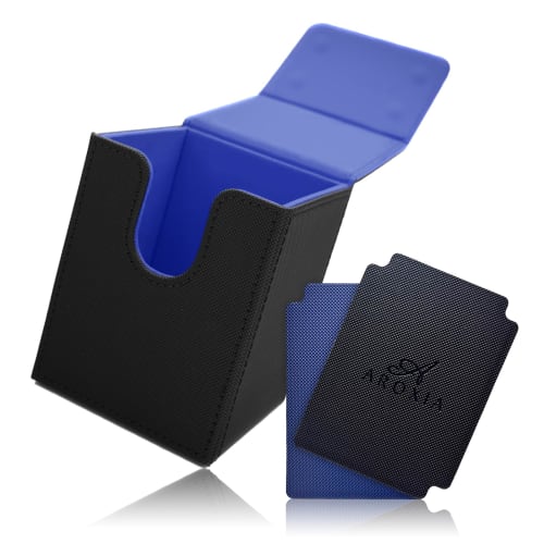 

AROXIA Deck Case, Trading Card Case for Various Card Games (Vertical Storage, Black x Blue)