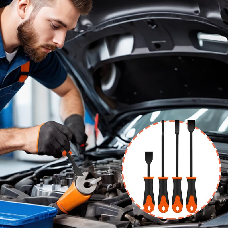 Cleaning Scraper Tool For Car 4Pieces Non-Scratch Car Multi-Purpose Removal Spatula Oil Stain Oil-Resistant Kitchen Cleaning