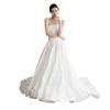 French Retro Tube Top Light Wedding Dress Simple Niche Satin Mori Small Trailing Dress Bridal Morning Robe Going Out Yarn