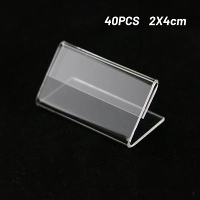 40/50 Pcs Acrylic Display Stand 2x4cm Acrylic Sign Display Stand  Of Business Card Label Label Stand Home Accessories Stands