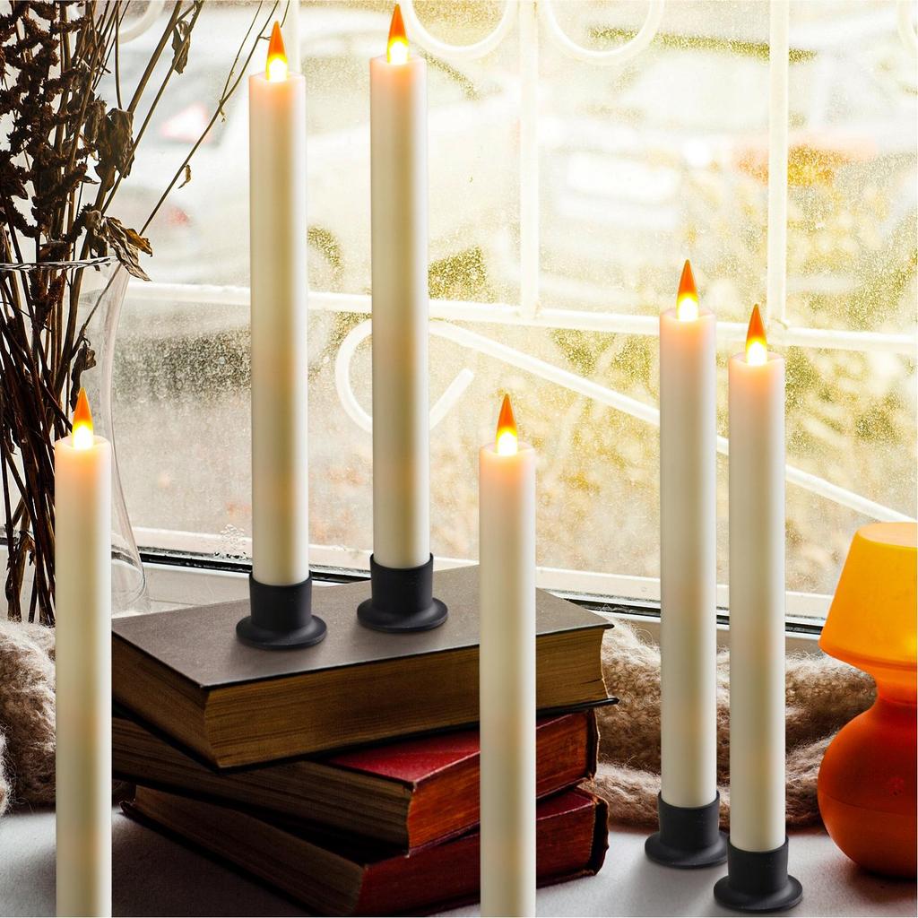 Plastic Electric LED Pillar Candle with Flickering Light and Remote Control for Easter and Halloween Decor
