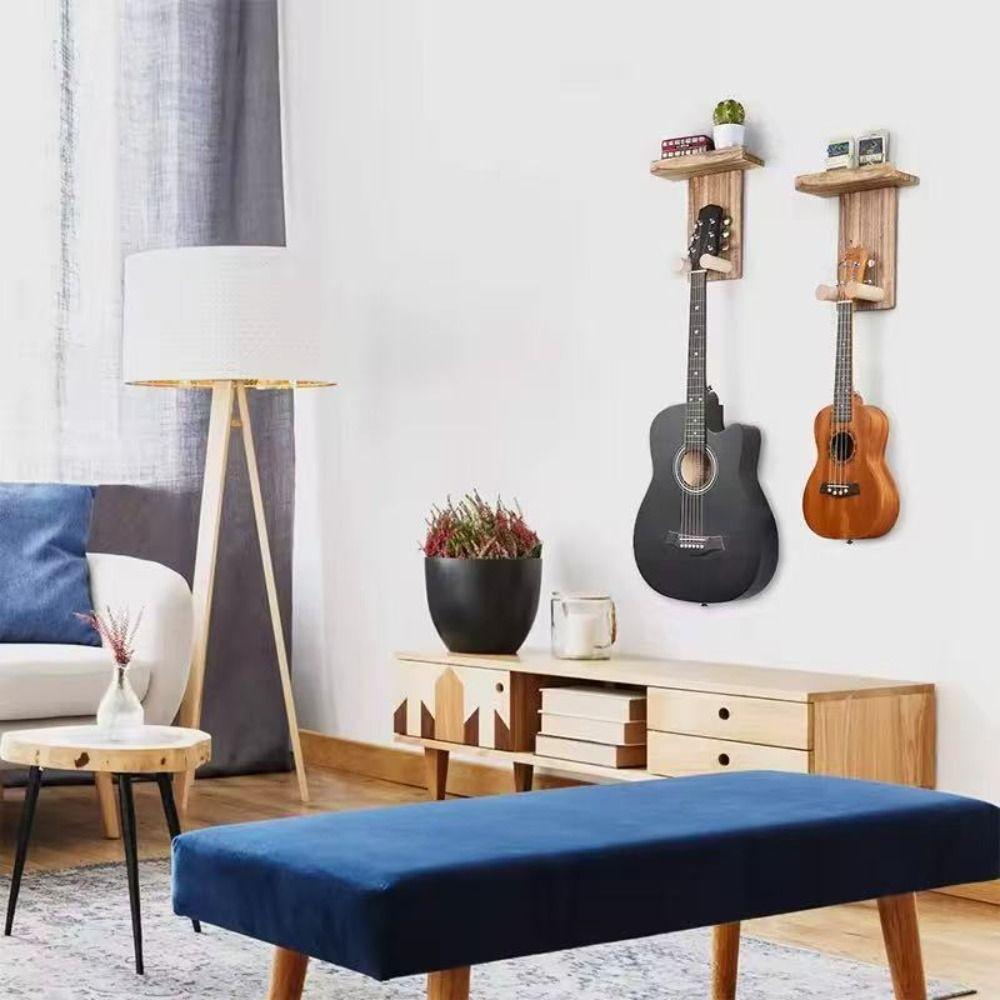 Scratch-Proof Guitar Hanger with Shelf String Instrument Storage Rack Ukuleles Bracket  Studio Use