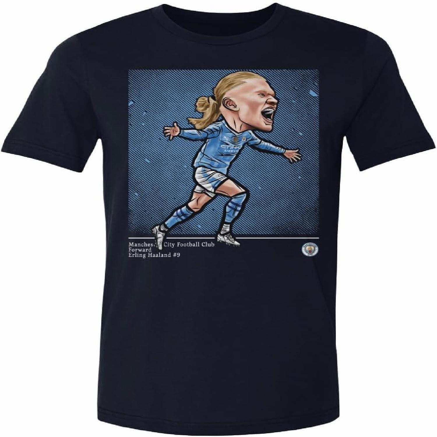 500 LEVEL Erling Haaland Manchester City Shirt - Erling Haaland Manchester City Cartoon S