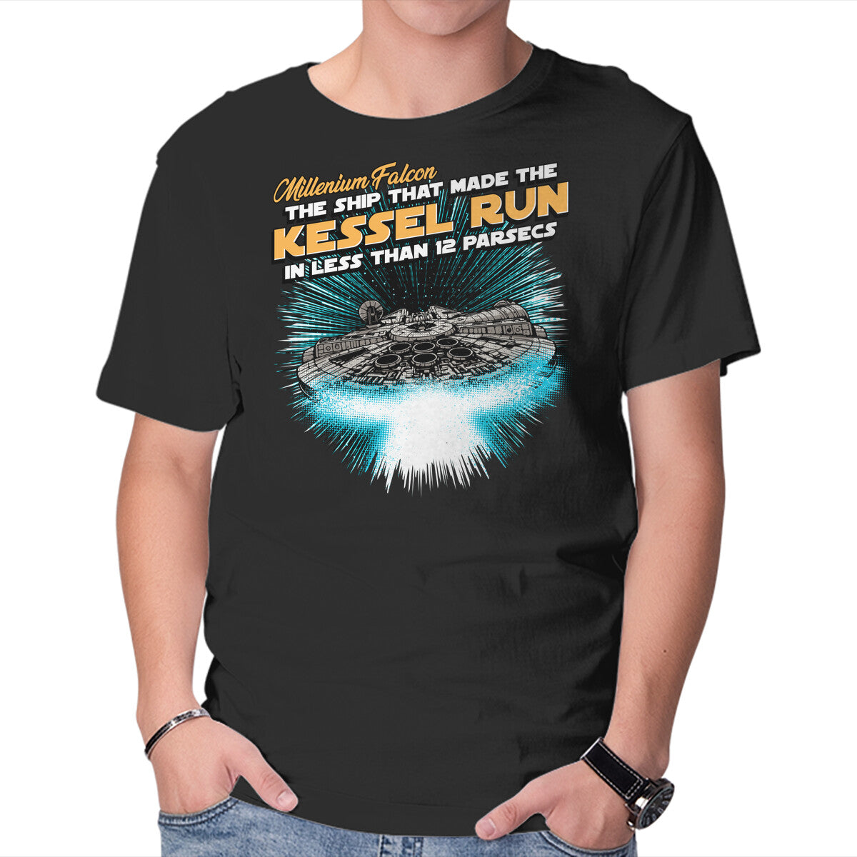 Unisex Crew Neck T-Shirt Kessel Run Graphic Short Sleeve Casual Tee XL
