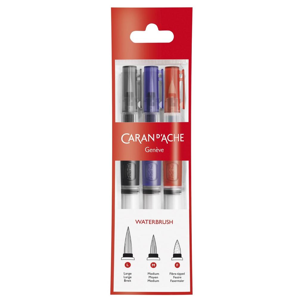Caran d'Ache 0115-303 Pump Water Brush Pen, Set of 3