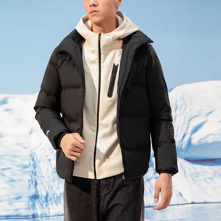 Anta Flame Technology Short Warm Hooded Down Jacket Men Outerwear Black 952147911-3