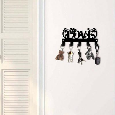 Customizable Heart Key Holder Wall Mounted Organizer with Black Modern Design LOVE Decor for Entryway Halloween Gift
