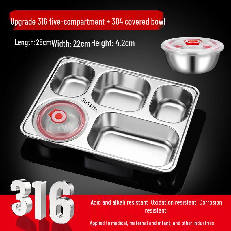 Stainless Steel Compartmented Lunch Tray Set