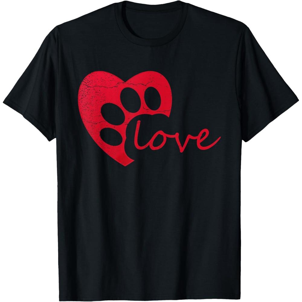 Love Dog Paw Print Animal Paw Dog Lover Dog Owner T Shirt T Shirt M чёрный