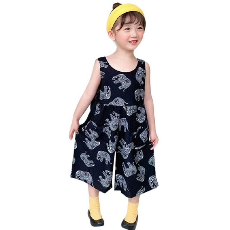 

Комбинезон с мультяшным принтом для маленьких девочек, цельный комбинезон, штаны-шаровары, комбинезон без рукавов, детский боди, комбинезон, детская одежда, От 3 до 8 лет