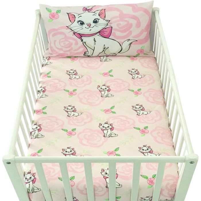 Housse De Couette Bebe 100x135cm Et Taie D'oreiller 40x60cm | Parure De Lit Marie Aristochats Pour Lit 60x120 Ou 70x140cm