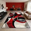 European Vintage Red and Black Carpet Modern Geometric Abstract Rug, Large Area Carpet Large Bedroom Decor Minimalists