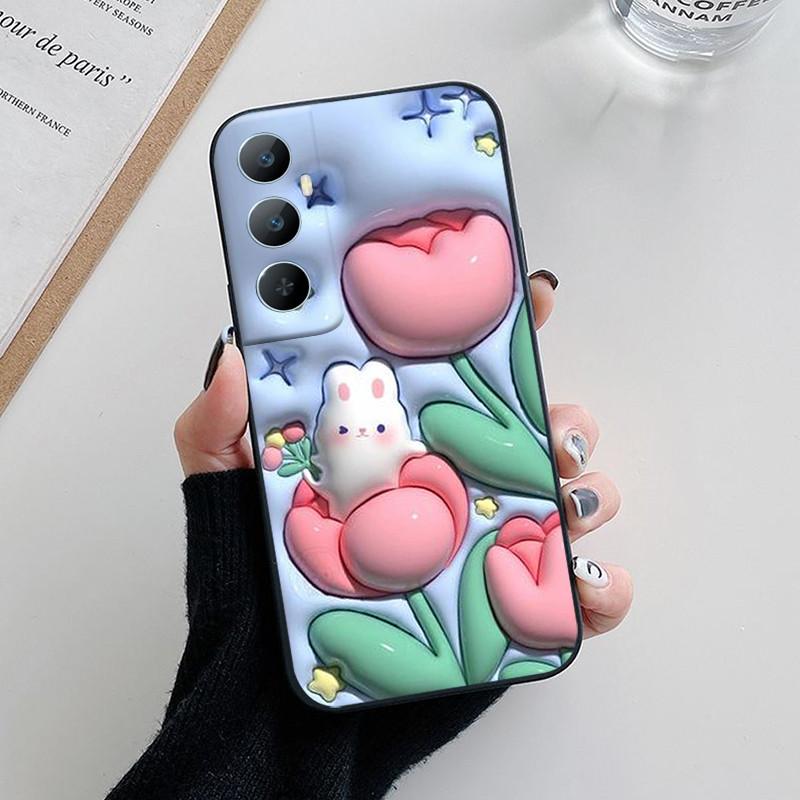 For Realme C65 Case C 65 Lovely Cartoon Flower Painted Soft Silicone Phone Cover For Realme C65 4G Funda Coque RealmeC65