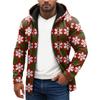 Christmas Print - Men's Casual Long-Sleeved Zippered Hooded Sweatshirt Jacket