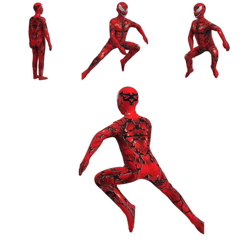 Stunning Kids Venom Carnage Jumpsuit Red Fullbody Costume Suit For Halloween Cos Performance