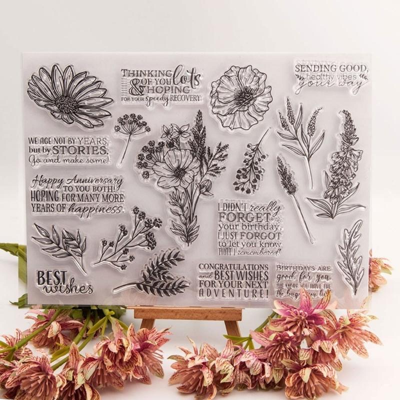 Flower Silicone Stamps for Card Making, Background Silicone Stamps for Embossing, Album Decoration, Clear Stamping Tool