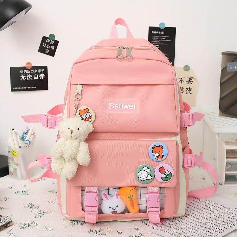 school student girl backpack junior high school student middle school student backpack four or five-piece set to reduce the burden