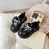 Children's Leather Shoes Spring Autumn Elegant Girl Princess Shoes Fashion Bowknot Chic Kids Black Thick Bottom Mary Jane Shoes