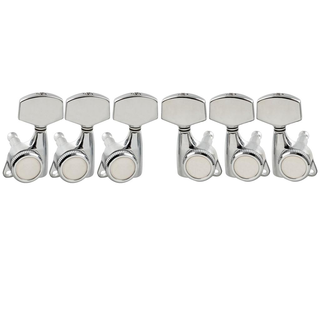 Musiclily Pro L3R3 Locking Tuners for Electric and Acoustic Guitars, with Chrome Large Hex Buttons