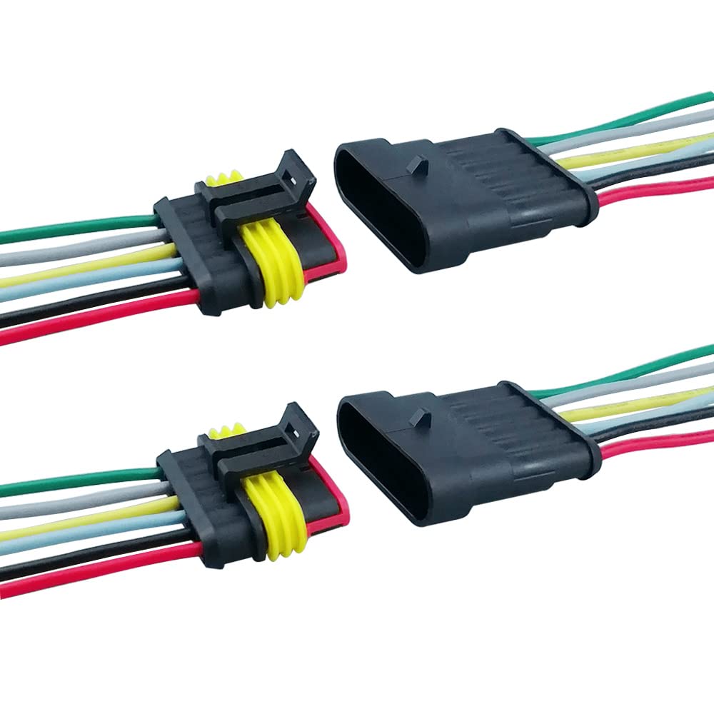 FULARR 2 Sets 6 Pin Car Waterproof Electrical Wire Connector with Wiring for Car