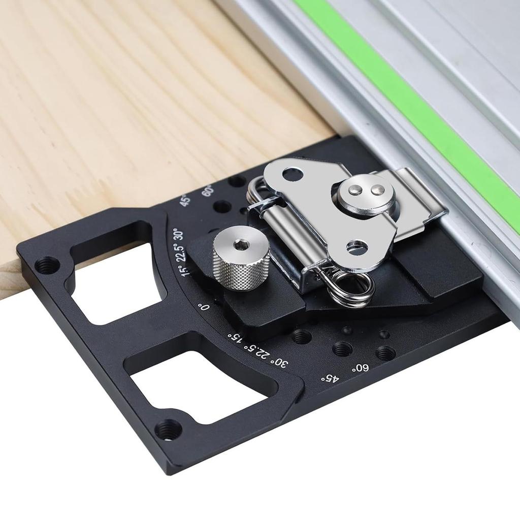 Adjustable Angle Track Saw Square Fit for Festool Aluminum Alloy Track Saw Guide Rail Square with Positive Angle Stop