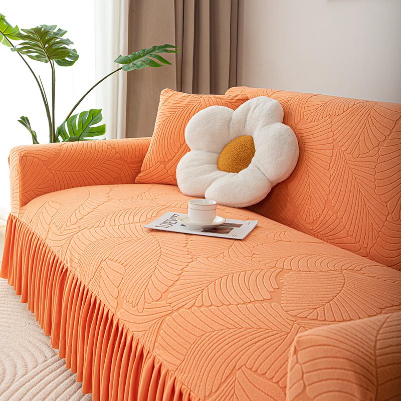 

Stretch Jacquard Sofa Slipcover Easy Fitted Sofa Cover For Kids Pets Couch Cover With Skirt Durable Washable Furniture Protector 1-seat 90-140cm