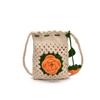Cute Knitted Water Bucket Bag With Drawstring And Rose Design For Daily Casual Women