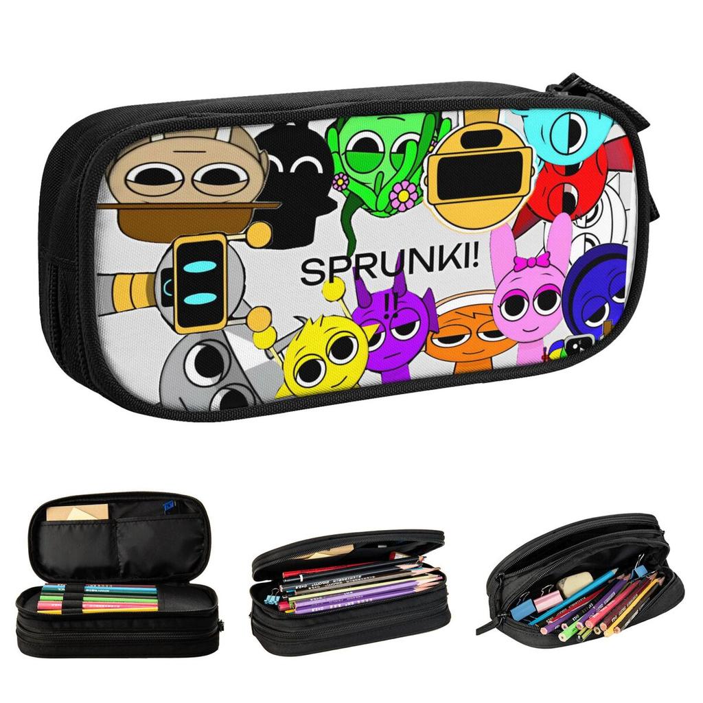 Sprunki Incredibox Game Pencil Cases Pencilcases Pen for Student Large Storage Bags School Supplies Gifts Accessories