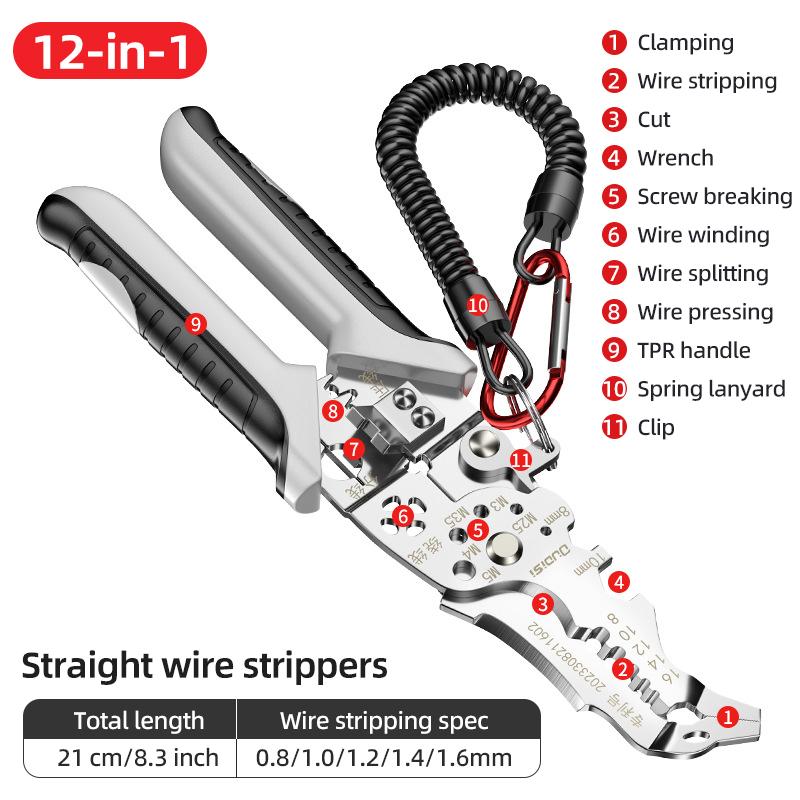

12 в 1 инструмент для зачистки проводов обжимной инструмент кабельный резак многофункциональный инструмент для зачистки и обжима клемм ручной инструмент