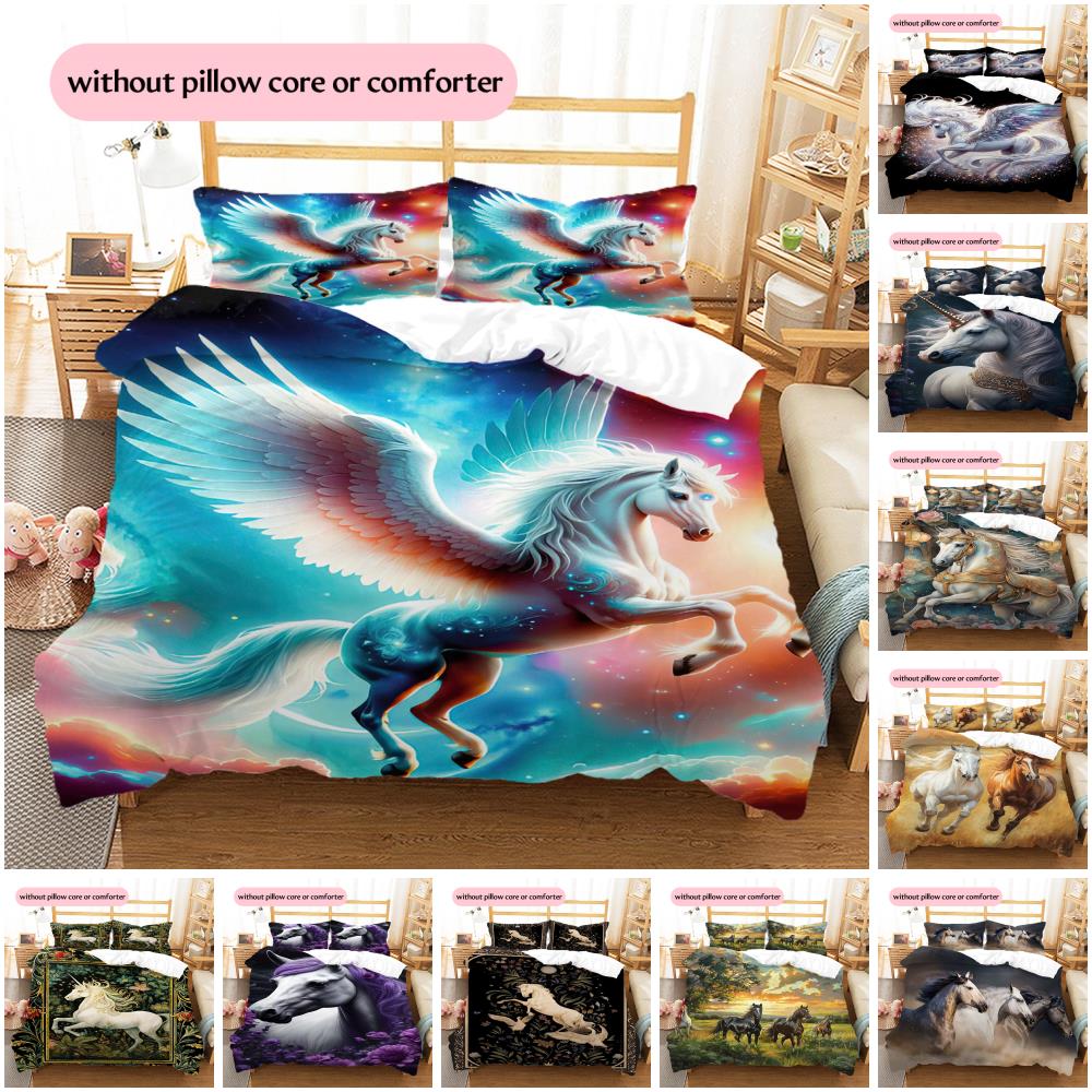 1PC Horse Bedding Quilt Set Quilt Cover Pillowcase Home Decoration Birthday Gift (1 * duvet cover + 15 * pillowcase, without core)
