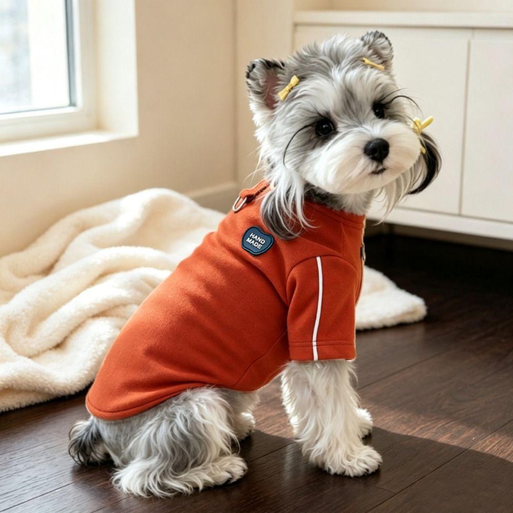 Solid Color Dog Pullover Winter Warm Cat Vest Simple Pet Sweatshirt For Teddy Dogs