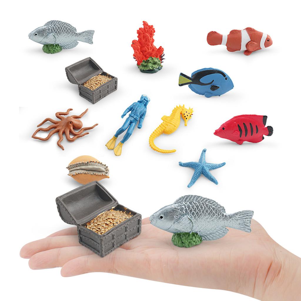 Realistic Ocean Creature Pvc Figurine Set Coral Reef Fish Octopus Starfish Marine Scene Decor For Home