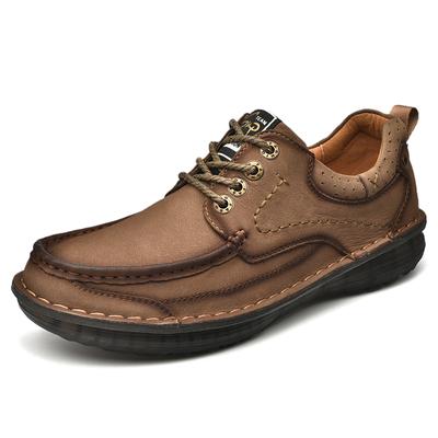 Fashion Spring Genuine Leather Men's Shoes Brand Autumn Plus Size Men's Casual Leather Shoes Outdoor Lace-Up Oxfords Men Flat Moccasins