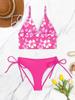 Women's Swimwear Sexy Printed Halter Neck Bikini Suit Side Tie High Waist Swimsuit Beachwear