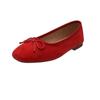 Hot Selling 2025 Soft Bottom Ballet Flats Low Heel Slip-On Round Toe Velvet Shoes with Bowknot Macaron Casual Women's Footwear