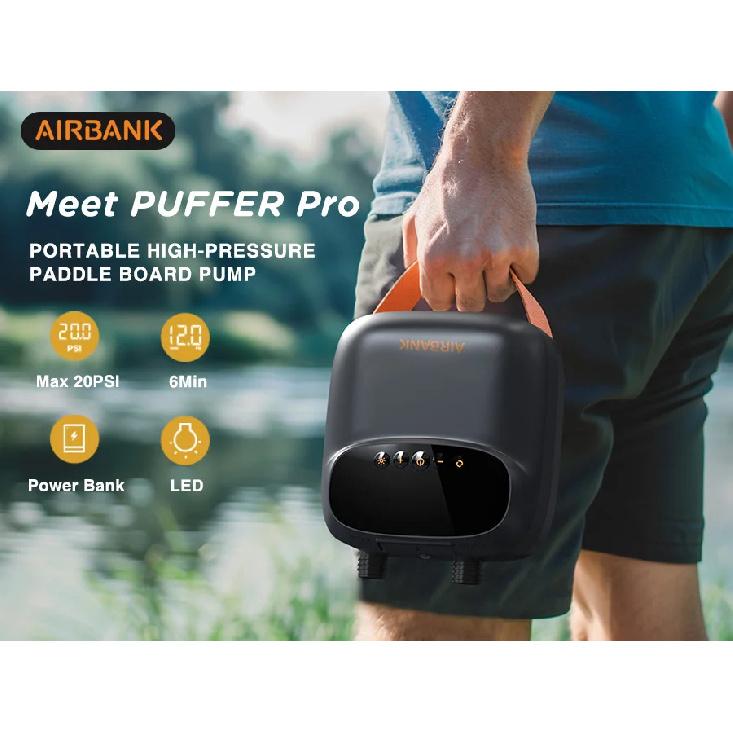 AIRBANK PUFFER Pro 20PSI Rechargeable Air Pump for Inflatable Tent SUP PVC Boat Kayak Accessories for Surfing Kite Mattress