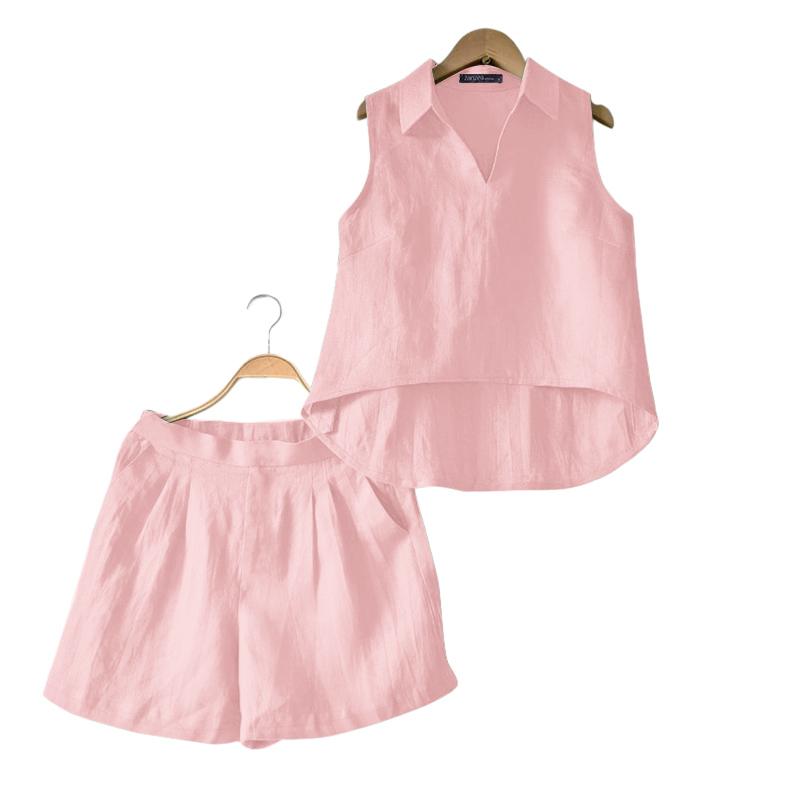 

ZANZEA Women Sleeveless Tank Tops and Shorts Summer Two Piece Suit Sets 3XL