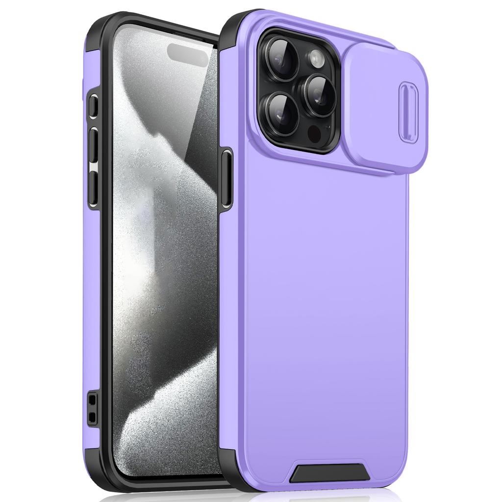 For iPhone 16 Pro Max Case PC+TPU Shell with Slide Camera Phone Cover