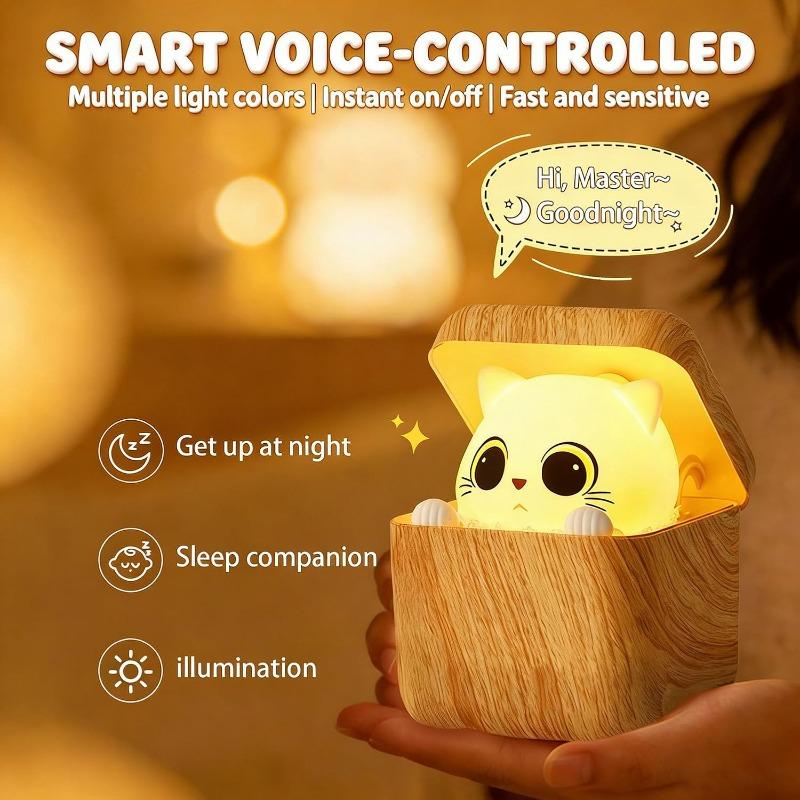 Cat Lamp Cowardly Meow  Atmosphere Fun Night Light,Remote+USB Recharge Cat Night Light,Cute Table Lamp,