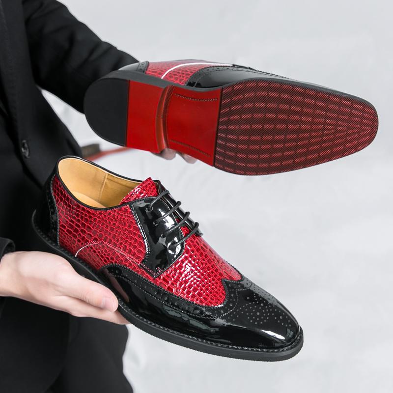 Men Brogues Wedding Dress Dance Shoes Black Brock Carved Leather Shoes Business Formal Shoes Tuxedo Prom Blazers Shoes Large Size