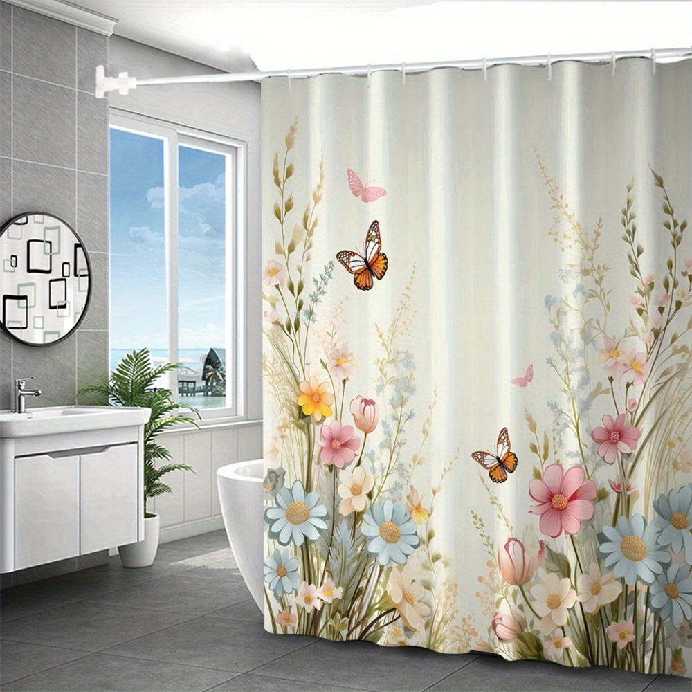 Waterproof Shower Curtain, Ladies' Rustic Shower Curtain, Creative Flower Pattern Design Shower Curtain, Suitable For Bathroom