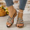 Fashion 2025 Summer Open Toe Women's Slippers Fashion Crystal New Outdoor Plus Size Best Seller Comfortable Wedge Slippers Zapatos Mujer