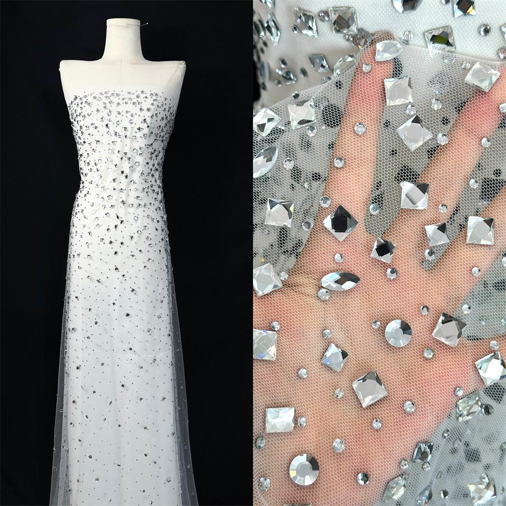 African Heavy Stones Lace Fabric 2025 High Quality for Women Nigerian French Stones Tulle Lace Fabric Wedding Party Dress Sewing