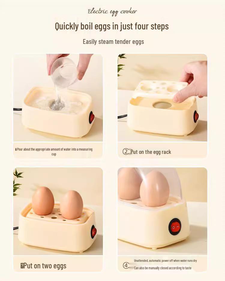 Compact Egg & Baby Food Steamer for One - Ideal for Breakfast & Office Use