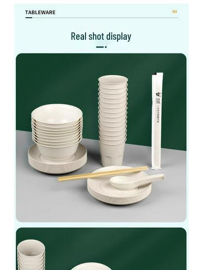 Eco-Friendly Rice Husk Tableware Set: Bowl, Chopsticks, Spoon & Cup – Recyclable & Food-Grade for Dining, Parties, Home, & Picnics (4-Piece)