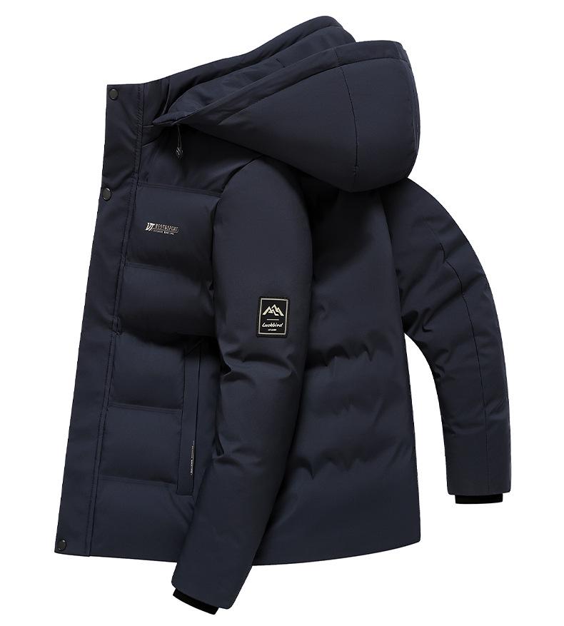 Men's Mid-Age Hooded Plus Size Winter Puffer Jacket - Casual Thick Warm Cotton Coat